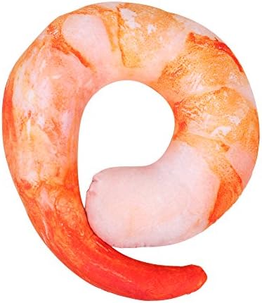 Modekini Novelty 3D Shrimp U-Shape Traveling Neck Pillow Realistic Look Plush Cotton Filled