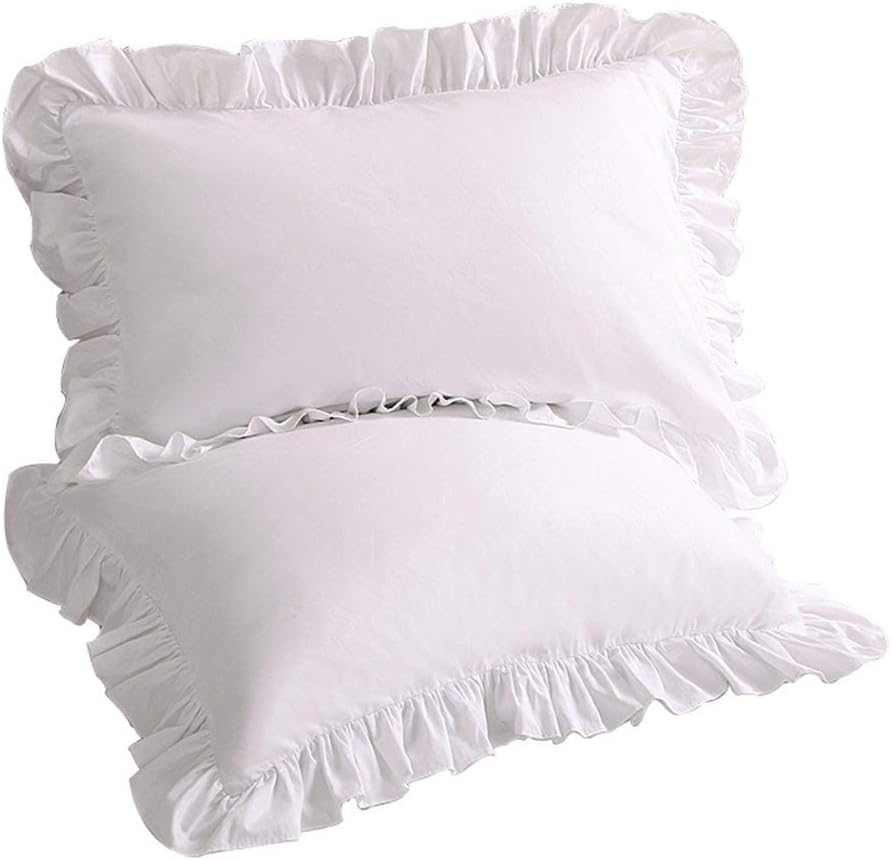 Edge Ruffle White Standard Pillow Shams Set of 2 700