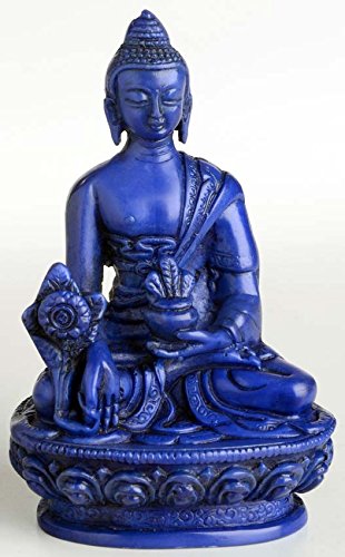 BUDDHAFIGUREN/Billy Held Buddha Statue, Resin, Blue, 11 cm hoch