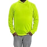 Zeluga Sun Protection UPF 50+ Safety Construction T-Shirts, High Visibility Hoodie, Polyester and Cotton Long Sleeve Hooded