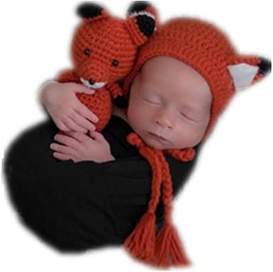 knitted fox baby outfit