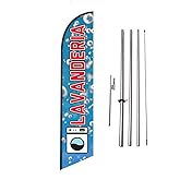 Lavanderia Laundromat Spanish Advertising Feather Banner Swooper Flag Sign with Flag Pole Kit and Ground Stake