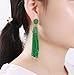 NLCAC Women's Beaded tassel earrings Long Fringe Drop Earrings Dangle 6 Colors (dark green)