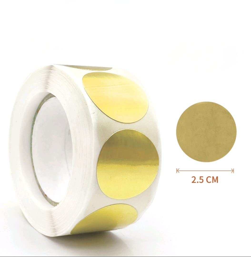 MajorCrafts 500 Labels per roll 2.5cm 1" Plain Blank Round Sticker Labels (Metallic Gold V049)