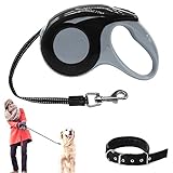 Retractable Dog Leash with Dog Collar ,Adjustable 16.4ft  Pet Leash Lead for Dogs To Training, Walking, Jogging