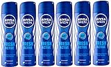 Nivea Men Deodorant Spray, Fresh Active 5.07 Ounce (Pack of 6)