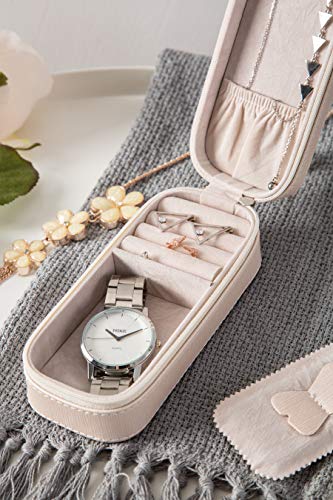 SANQIANWAN Small Travel Jewelry Organizer Box - Portable Jewellery Cases Leather Gift for Women Jewelry Organizer Home Use Display Storage for Rings Earrings Necklace - Thumbnail 6
