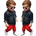 Efaster 1Set Kids Toddler Boys Handsome Denim T-shirt+Trousers Pants Clothes Outfits (3(2T))