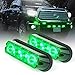 Xprite Green 4 LED 4 Watt Emergency Vehicle Surface Mount Deck Dash Grille Strobe Light Kits Warning Caution Flashing Light Head with Clear Lens - 2 Pcs