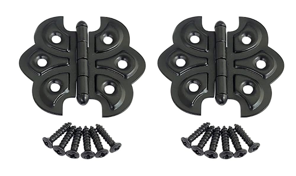 QCAA Butterfly Hinge for Cupboard Door, Matte Black, 2 Pack, Made in Taiwan