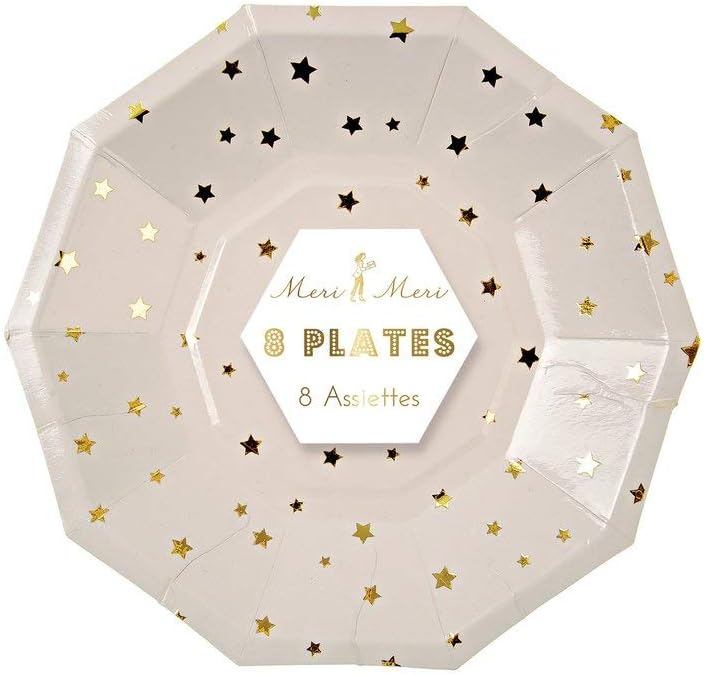 Meri Meri, Gold Star Confetti Small Plates, Birthday, Party Decorations