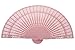 Quasimoon PaperLanternStore.com 8 Inch Pink Folding Wood Panel Hand Fan with White Organza Bag for Weddings