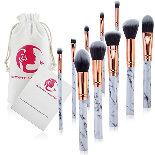 Makeup Brushes Start Makers 10 Pieces Marble Make Up Brushes Set , Powder Blush Foundation Eye shadow Eyebrow Brushes