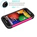 Motorola Moto E Case, Moto E 1st Gen Case, Tekcoo(TM) [Tmajor Series] [Hot Pink / Black] Shock Absorbing Hybrid Rubber Grip Plastic Impact Defender Rugged Slim Hard Case Cover Shell For Moto E 2014