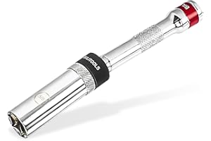 BILITOOLS 5/8-inch Magnetic Spark Plug Socket Swivel Thin Wall Spark Plug Socket 3/8-inch Drive x 6" Total Length with 6-Point, CR-V