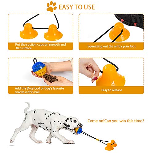 shuny Double Suction Cup Dog Chew Toy Tug of War Rope Toys for Aggressive Chewers Interactive Puppy Puzzle Toys Food Dispensing Toothbrush Teeth Cleaning Ball for Large Dogs
