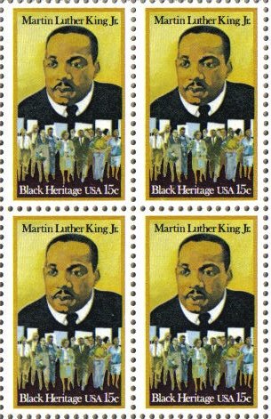 MARTIN LUTHER KING JR. ~ BLACK HERITAGE ~ BLACK HISTORY #1771 Block of 4 x 15 cents US Postage Stamps