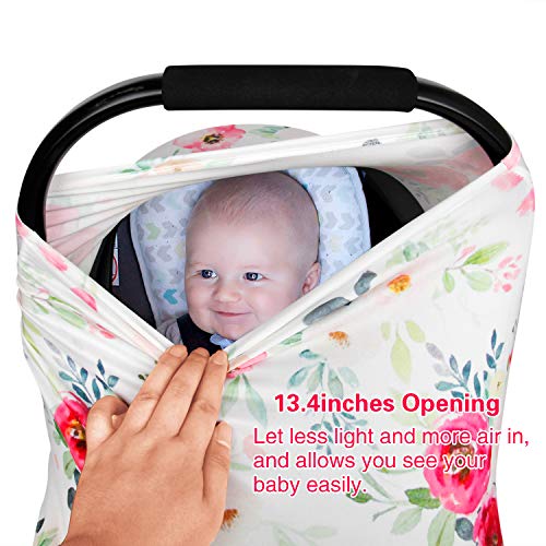 Nursing Cover Breastfeeding Scarf, Car Seat Covers for Babies Infant Carseat Canopy, Stretchy Soft Breathable Multi-Use Cover Ups for Stroller High Chair Shopping Cart, Baby Shower Gift for Boys Girls