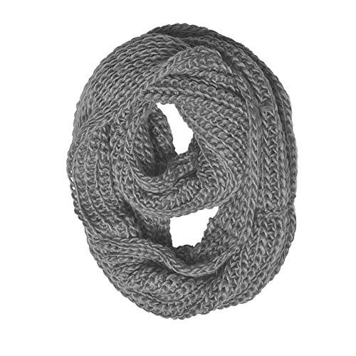 HUE21 Women's Chunky Knit Infinity Scarf Grey Color