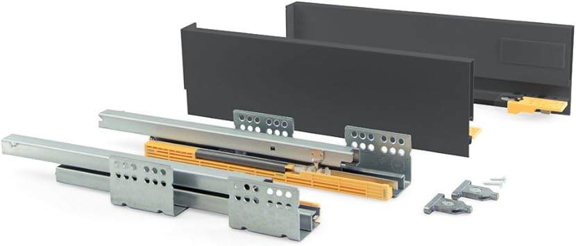 Emuca Grey Drawer Kit Includes 2 Side Ribs Full Pull Rails