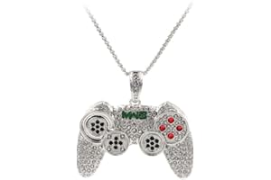 Rrdaily To My Son/Grandson Necklace Colorful Crystal Game Controller Necklaces Punk Hip Hop Friendship Necklace Game Console Necklace for Son/Grandson Best Friends