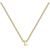 ASHINE Initial Necklace for Women, 14K Gold Plated Brass Letter Pendant with Cuban Chain, Adjustable Choker Necklace A–Z