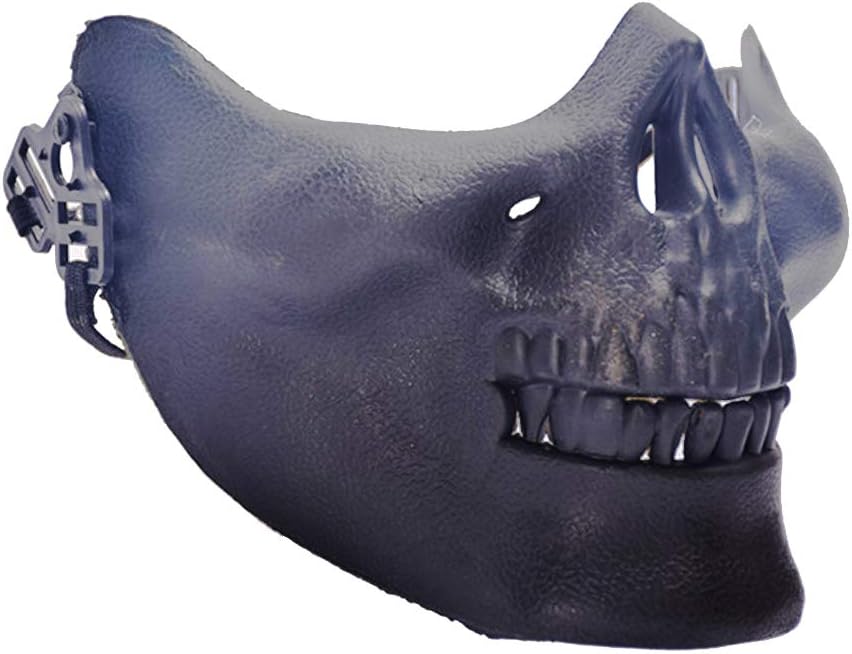 Kasstino Skull Skeleton Airsoft Hunting Half Face Protect Gear Mask Cosplay Halloween (Black) - Image 3