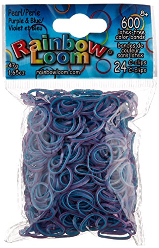 Rainbow Loom Pearl Purple/Blue Rubber Bands with 24 C-Clips (600 Count)