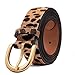 LOKLIK Women's Leopard Print Leather Belt for Pants Jeans Waist Belt with Alloy Buckle S(29