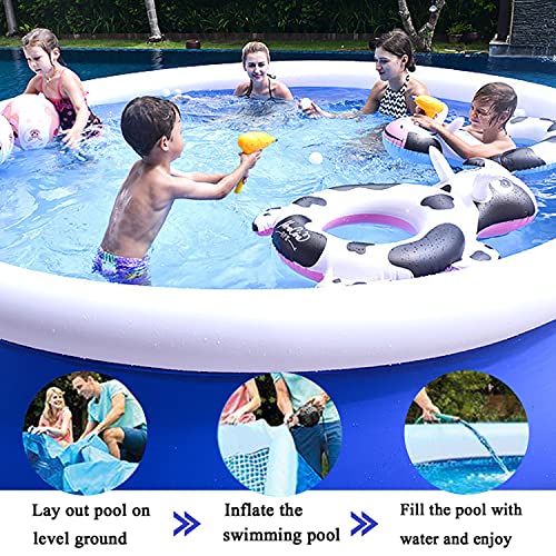 Family Inflatable Swimming Pools Above Ground, Portable Outdoor Backyard Easy Set Blow Up Pools