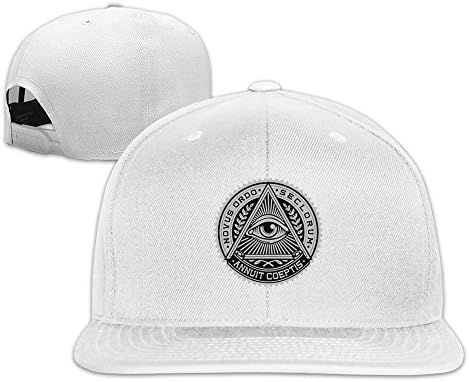 HmkoLo Illuminati Cotton Flat Bill Baseball Cap Snapback Hat Unisex White