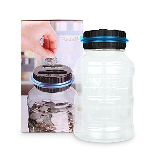 Vingtank Digital Counting Coin Bank Savings Jar Creative Large Electronic Counting Money Saving Box with LCD Display Coins Saving Gift (Dollar)