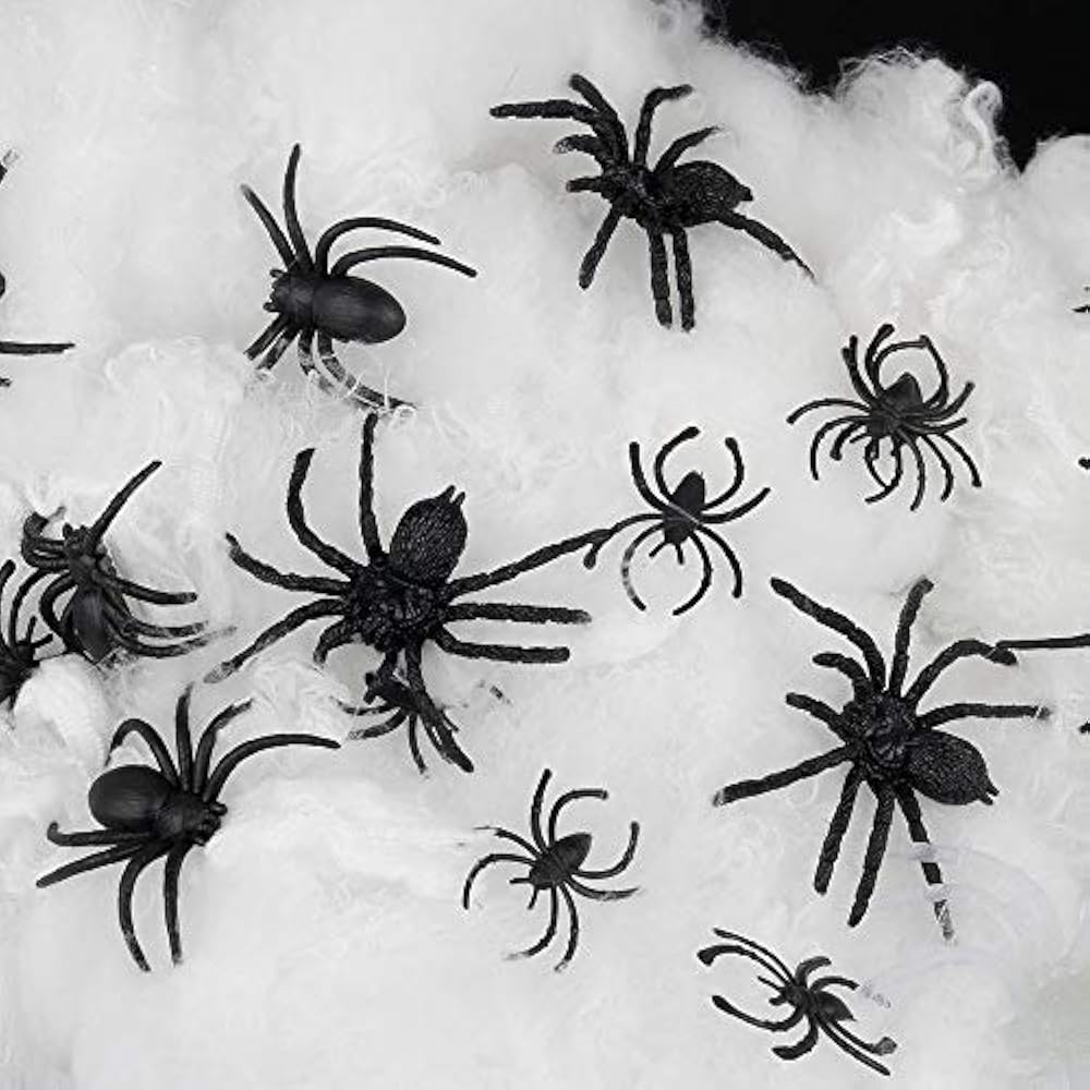 DFantiX Halloween Spider Web,1000 Sqft White Webbing Cobwebs 184Pcs