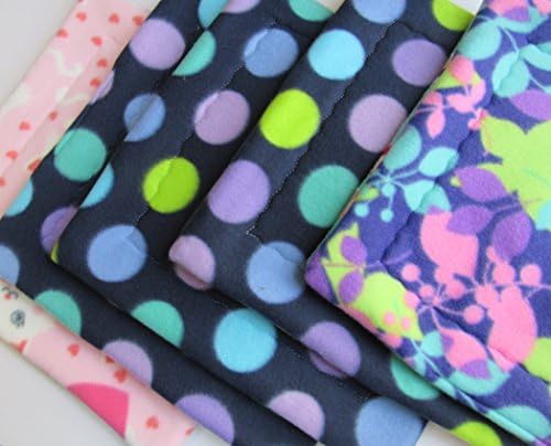 Fleece Cage Liner, Absorbent Liner, Tidy Mat Size, 13 x 13 inches | Set of 5 | Funky Dots, Love Kitten