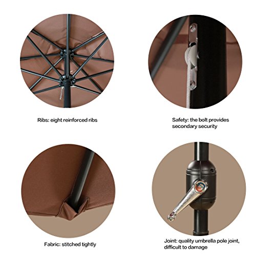 FARLAND Patio Umbrella 9 Ft Outdoor Table Aluminum offset market umbrellas with Push Button Tilt and Crank - Thumbnail 5