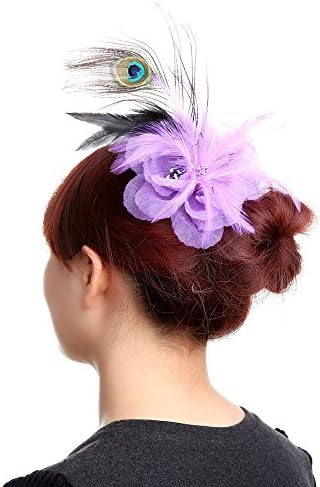 Navifoce Elegant Womens Girl Seersucker Peacock Frangipani Plumeria Fascinators Cocktail Feather Headwear Hair Clip