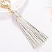 ZOONAI Women Leather Tassels Keychain Car Circle Key Rings Gift Bag Hanging Buckle (Silver)