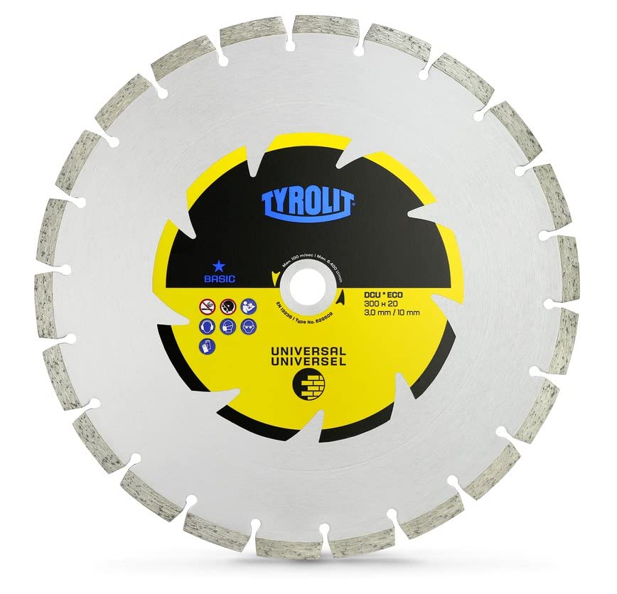 TYROLIT 300mm Diamond Blade for Petrol Disc Cutters, Universal Applications for Concrete, Masonry and Brick Work - 300 x 3 x 20 mm