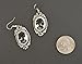 Gothic Lolita Skull Cameo Dangle Earrings Black on White In Silver Finish Frame