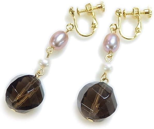 Amazon スモーキークォーツ パープルパール イヤリング 淡水真珠 水晶 レディース 淡水パール イヤリング 通販