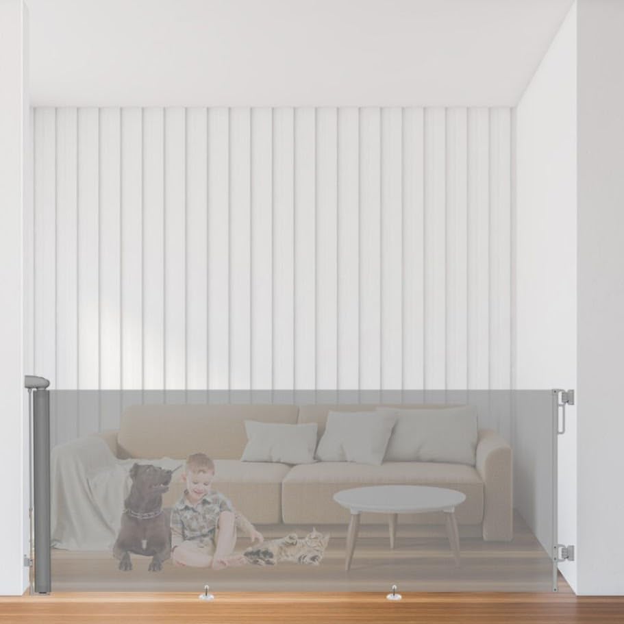 START AND DRIVE Retractable Baby Gate Extra Wide up to 2.5 Meters, Stair Safety Gate Roll for Babies and Pets, dogs, Extendable Barrier Gates (Grey, 250 CM)