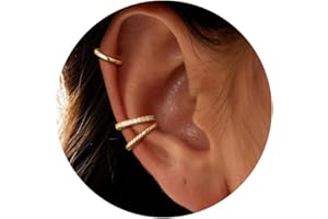 Moodear Thin Chunky Ear Cuffs Non Piercing for Women - Dainty 14K Gold Plated/Sterling Silver Cuff Earrings Trendy Cubic Zirconia Huggie Hoop Cartilage Earring Jewelry Gifts