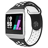 UMTELE For Fitbit Ionic Band, Two-toned Perforated Replacement Strap Breathable Accessory Wristband with Quick Lock&Release Buckle for Fitbit Ionic Smart Watch, Small, Black/White
