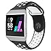 UMTELE Compatible for Fitbit Ionic Band, Two-Toned Perforated Strap Breathable Accessory Wristband with Quick Lock&Release Buckle Replacement for Fitbit Ionic Smart Watch, Small, Black/White