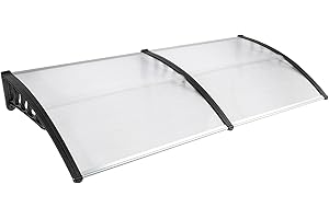 ANTSKU 80" x 40" Door Window Awning Exterior, Polycarbonate Cover Entry Door Outdoor Patio Awning Canopy, Front Door Overhang Awning for Sun Shutter, UV, Rain and Snow Protection, Hollow Sheet (Clear Board)