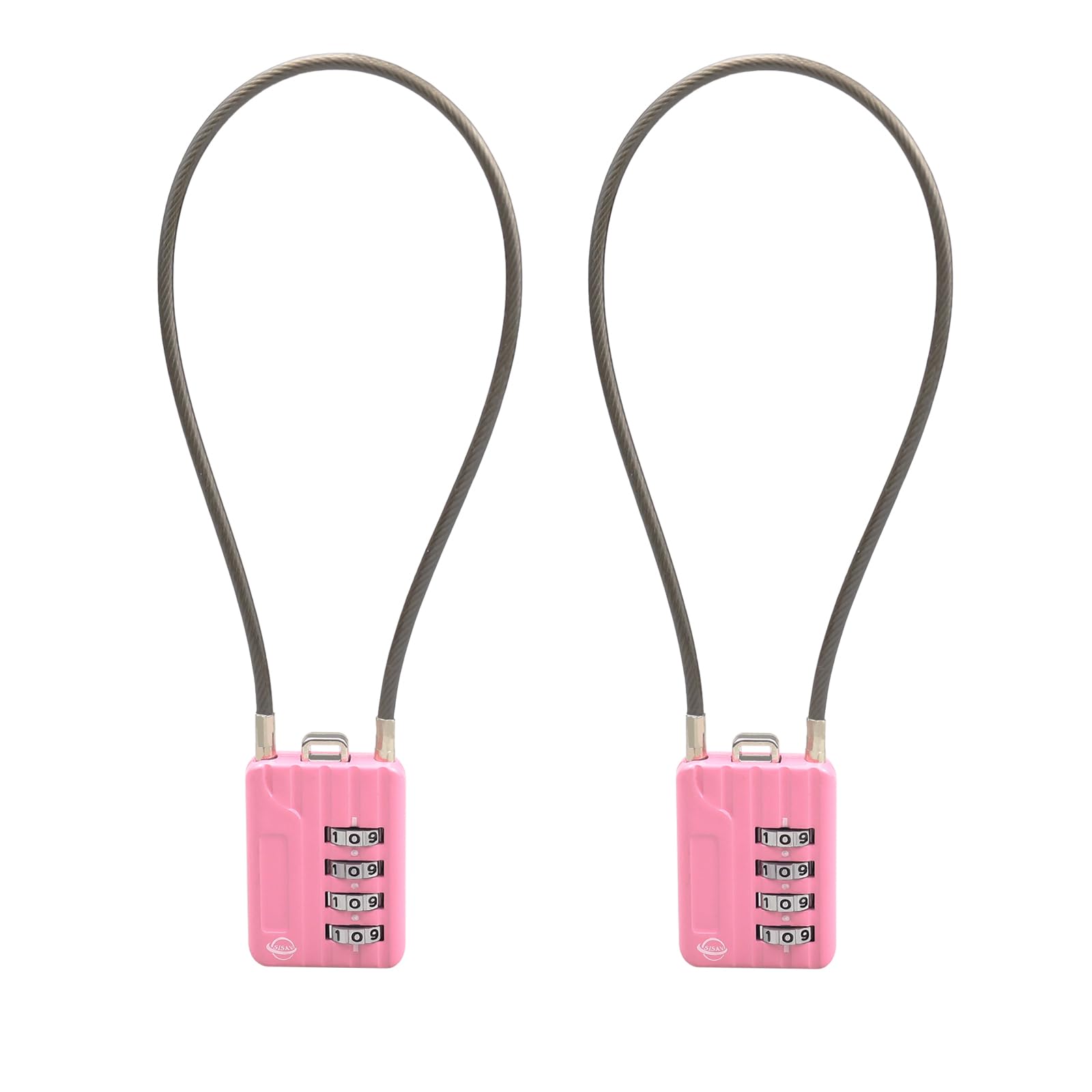 SISAV 4 Digit Combination Locks - 12 inches(30cm) Cable for School Gym Locker, Helmet, Filing Cabinets, Toolbox, Luggage Suitcase, Knapsack - 3mm Diameter - Pink (2 Pack)