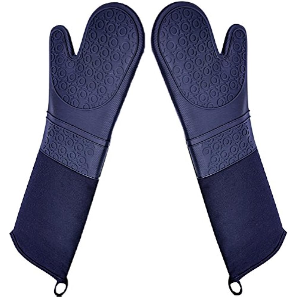 Professional Oven Mitts Silicone Extra Long Elbow Heat Resistant