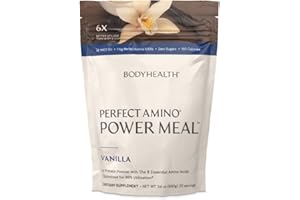 BodyHealth PerfectAmino Power Meal (Natural Vanilla Flavor) Vegan Meal Replacement Shake, Non Dairy Protein Powder, Plant Based Meal Replacement, Organic Meal Replacement, 20 Servings, 12.5g Protein