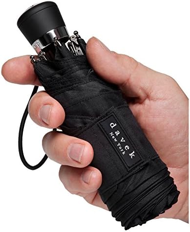 DAVEK MINI COMPACT UMBRELLA (Classic Black) - Quality Windproof Travel Umbrella, Strong & Portable