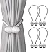 DEZENE Magnetic Curtain Tiebacks,Multi-Color Optional,2 Sizes Optional (Silver Grey, 4 Pack(16 inch))
